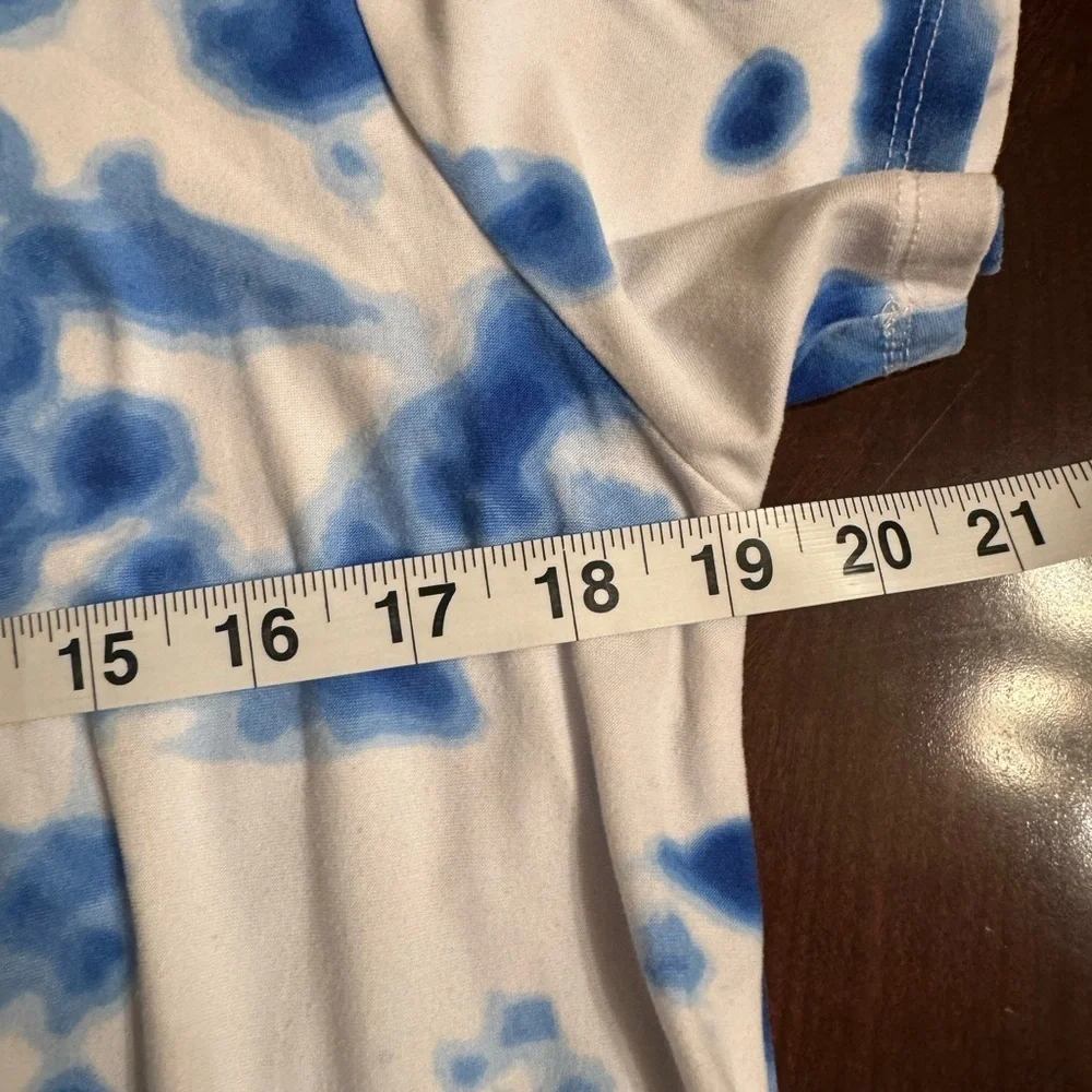 Bobbie Brooks T Shirt Dress Women’s L Blue Tie Dye Hi Low Boho Casual